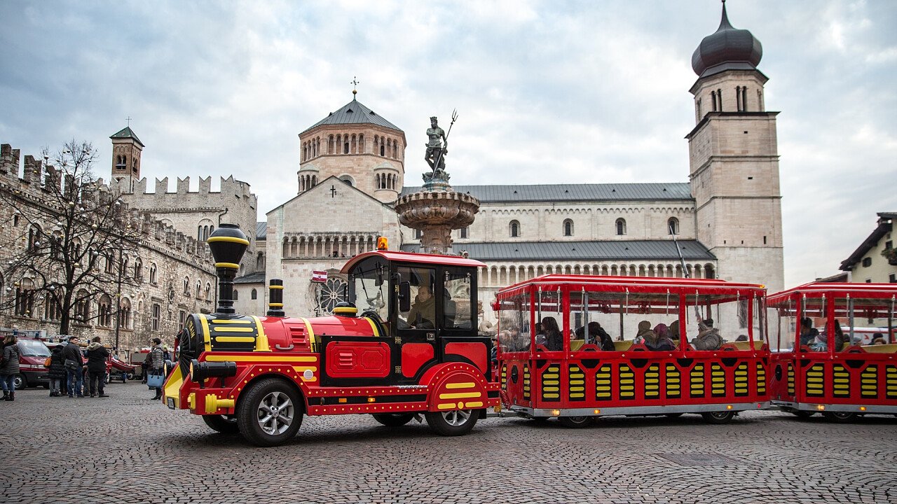 Little train in the square in Trento