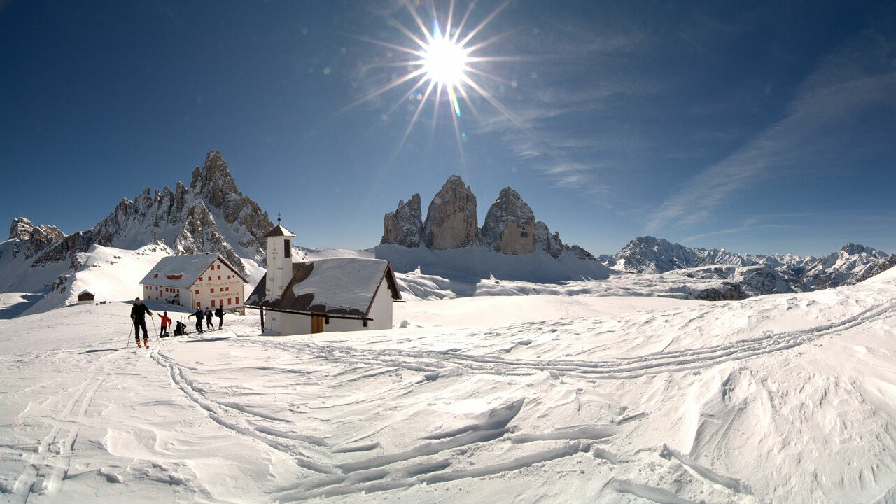 Escursioni invernali alle Tre Cime di Lavaredo, patrimonio dell'UNESCO