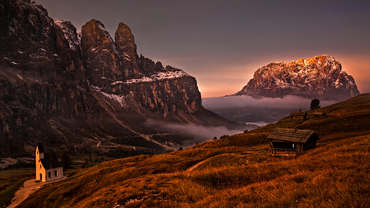 Chiesa tramonto autunno - Selva di Val Gardena