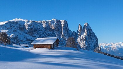 winter hut close to sciliar alpe di siusi - Depositphotos