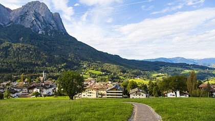 street to the church st valentino in autumn siusi - Shutterstock