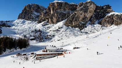 church in winter in colfosco