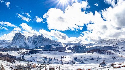 Santa Cristina in autumn with snow