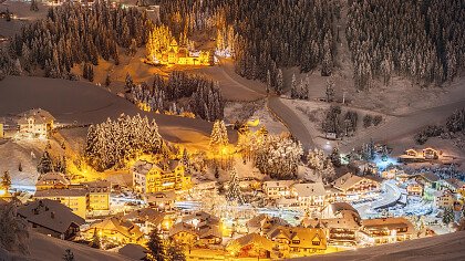 Santa Cristina in autumn with snow