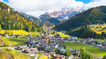 Santa Cristina in autumn with snow