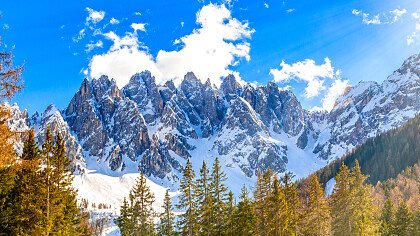 Snow covered Dolomites above San Candido