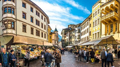 Market streets in the center of Bolzano
