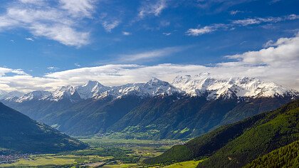 Snow-capped peaks above Glorenza