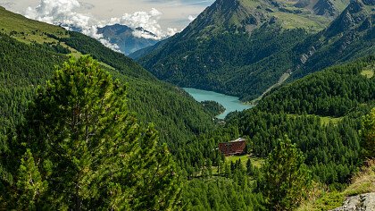 View of the lake and Val Martello