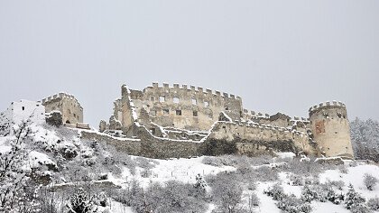 Montechiaro castle in winter in Prato allo Stelvio