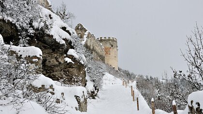 Montechiaro castle in winter in Prato allo Stelvio