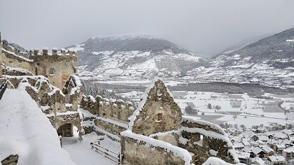 Montechiaro castle in winter in Prato allo Stelvio