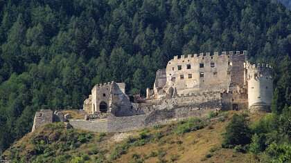 Montechiaro castle in winter in Prato allo Stelvio