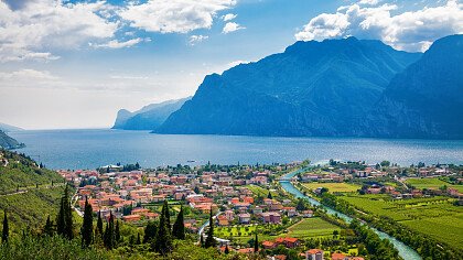 Panorama on Garda lake and Nago-Torbole