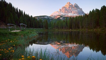 Snow-covered Misurina lake