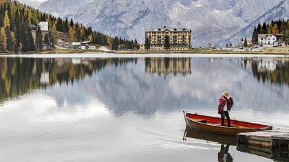 Schnee in Misurina See