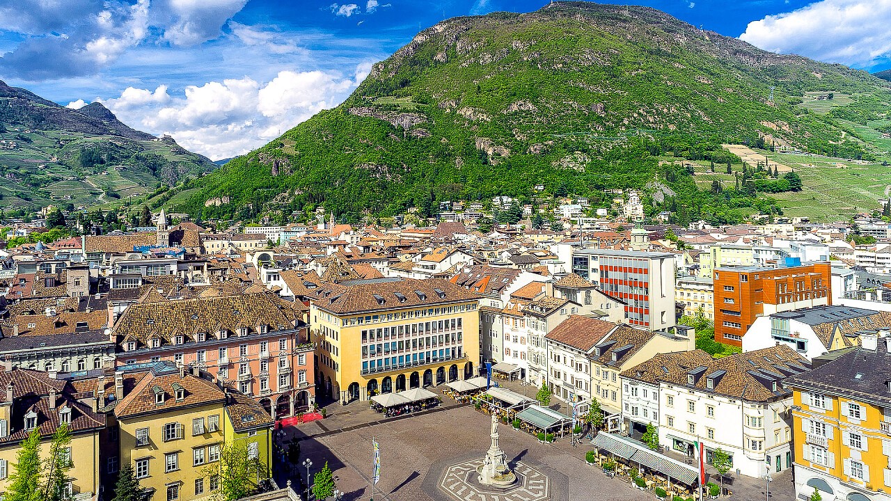 A bird's-eye view of Bolzano's old town