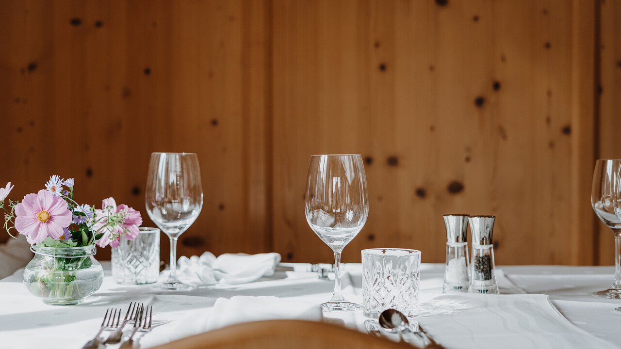 bicchieri tavolo Hotel Berghaus Rosengarten