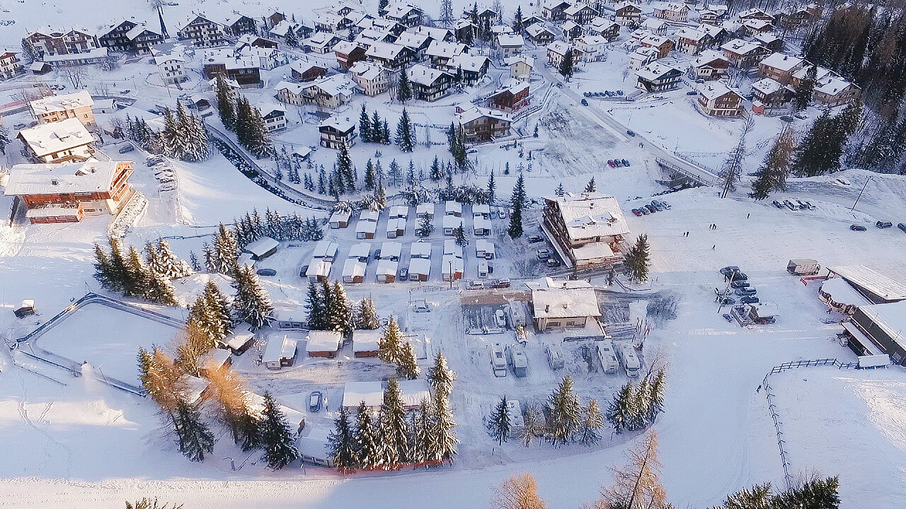 Camping inverno vista dall'alto 1 - Camping Civetta