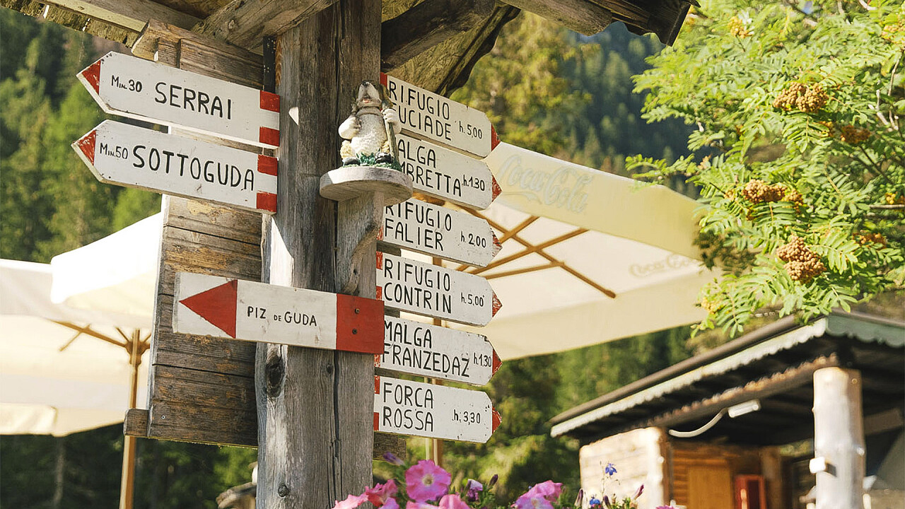 Trail signs - Campsite Marmolada