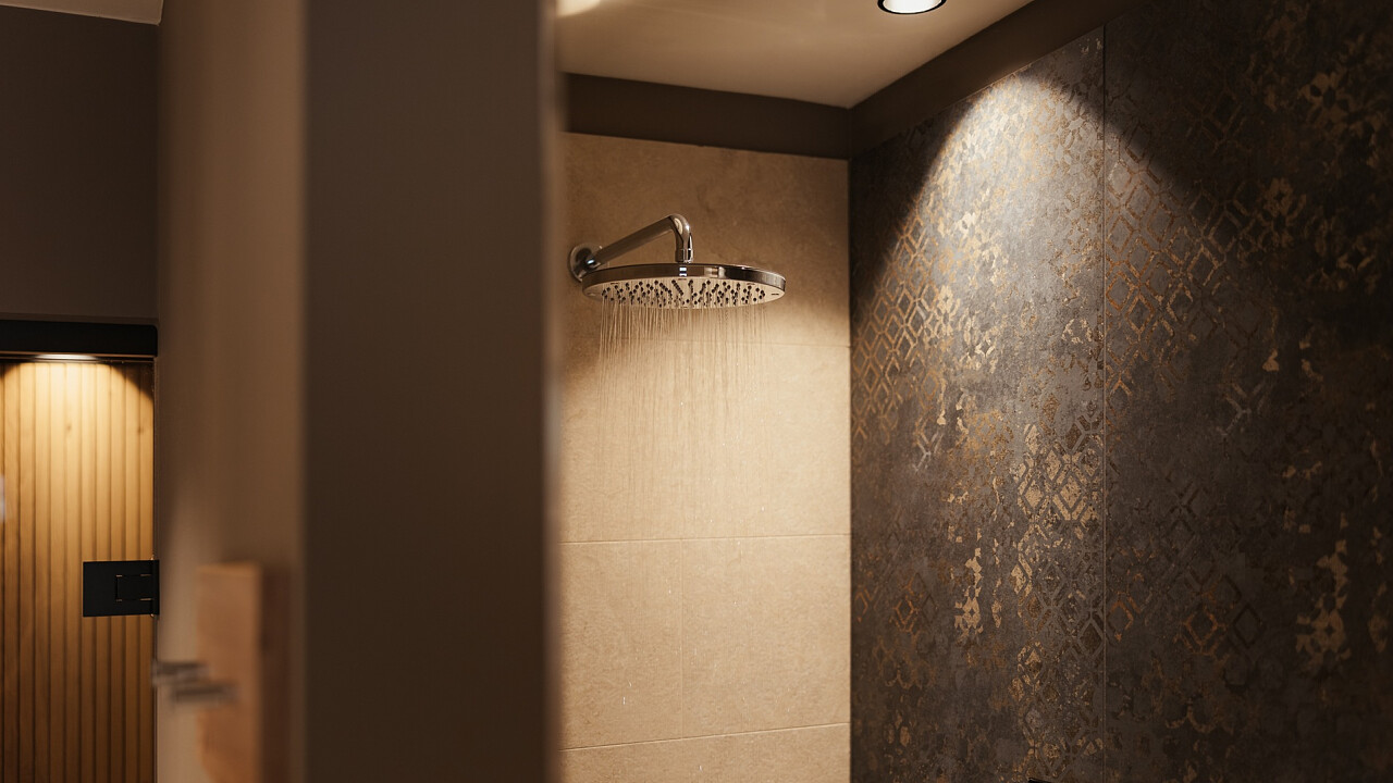 particolare doccia a pioggia bagno Hotel B&B Feldmessner