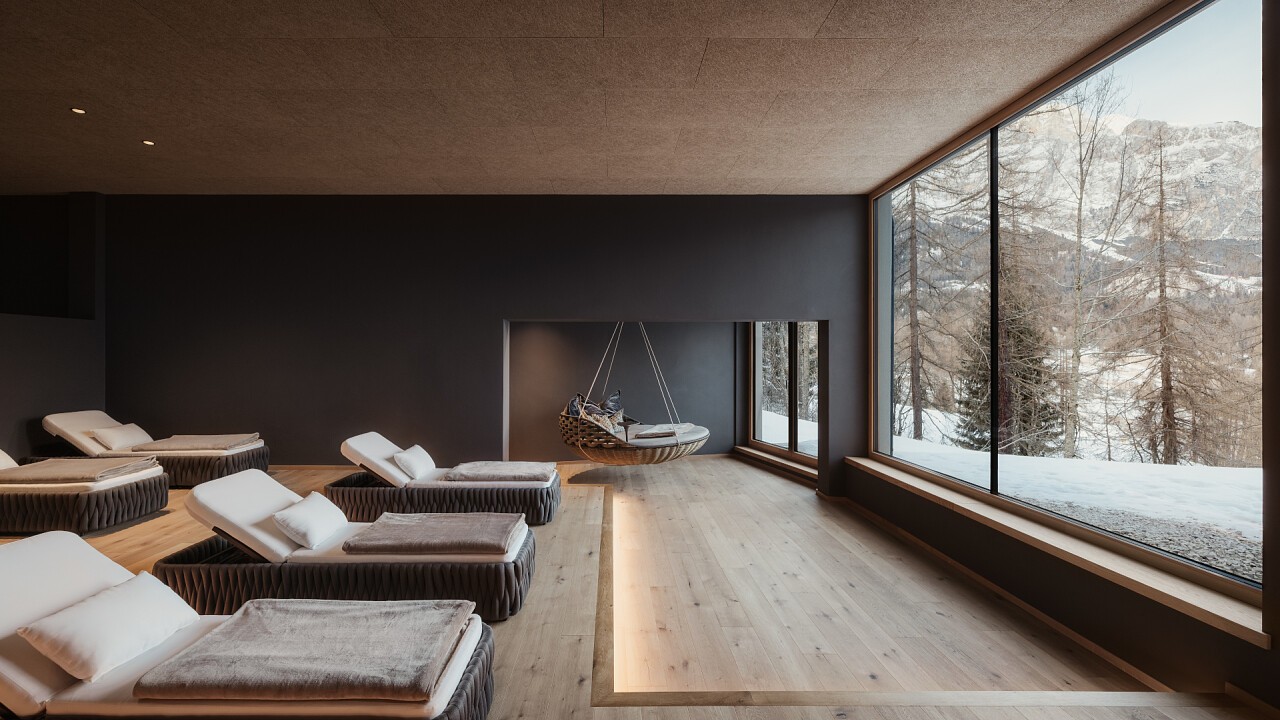 sala relax vista inverno Hotel Tofana Cortina