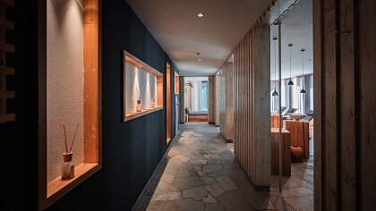 outdoor structure with a view of the Dolomites in winter Soleil - Alpine Lifestyle Hotel