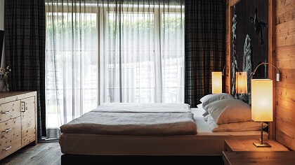 outdoor structure with a view of the Dolomites in winter Soleil - Alpine Lifestyle Hotel