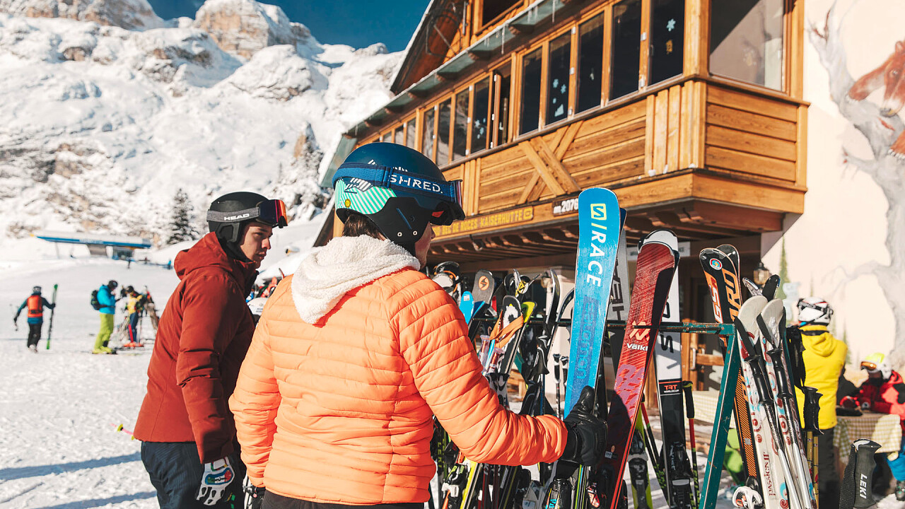 Sciatori al Bec de Roces di Arabba