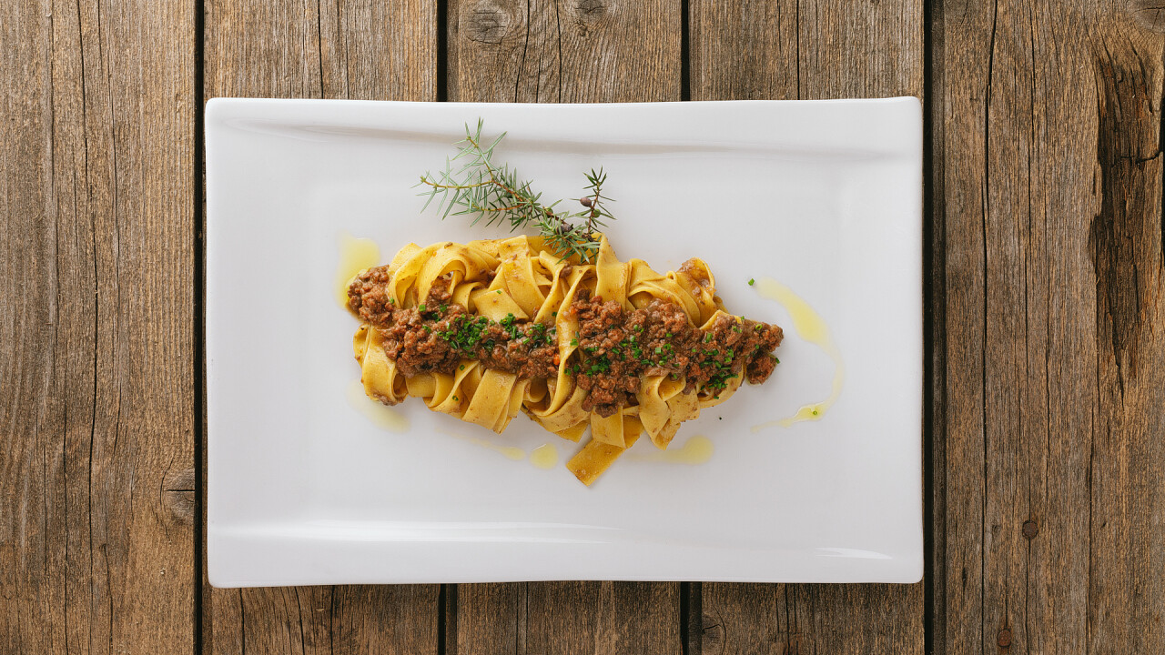 Papardelle al ragù Camping Sass Dlacia