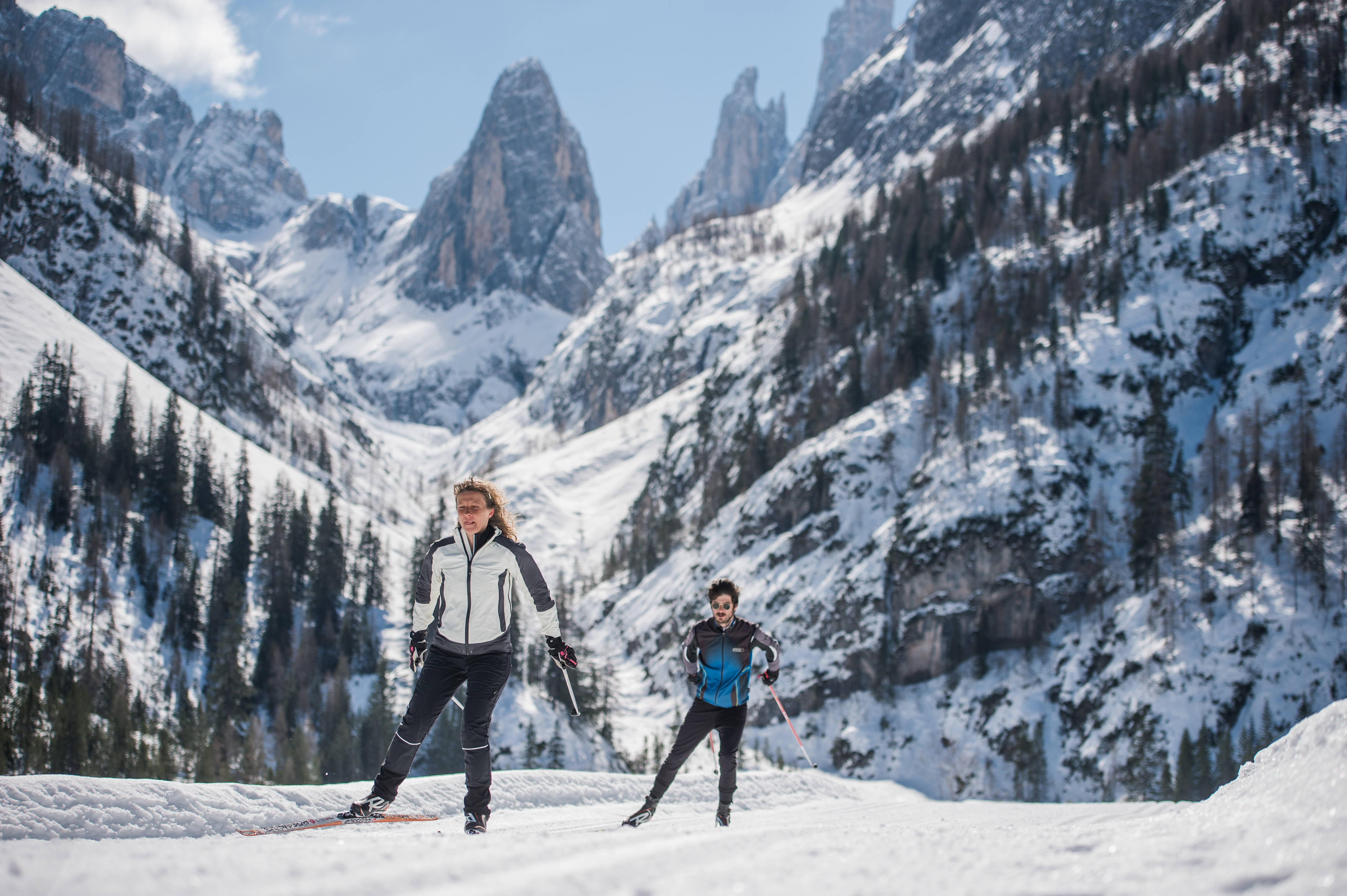Langlaufen im Dolomiten Unesco Welterbe