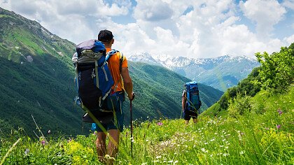 Trekking in autumn in the Dolomites