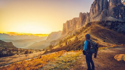 Trekking in autumn in the Dolomites